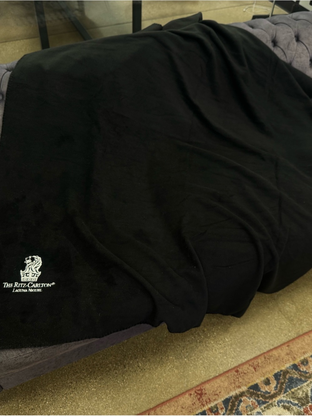The Ritz-Carlton Black Logo Throw/ Travel Blanket